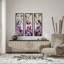 Load image into Gallery viewer, MARIPOSAS TRIPTYCH, 3 EACH 36" x 12" ORIGINAL PAINTING