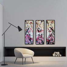 Load image into Gallery viewer, MARIPOSAS TRIPTYCH, 3 EACH 36" x 12" ORIGINAL PAINTING