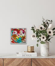 Load image into Gallery viewer, FOREVER FLOWERS 8" × 8" ORIGINAL MONA HELMY ART HEART PAINTING
