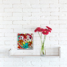 Load image into Gallery viewer, FOREVER FLOWERS 8" × 8" ORIGINAL MONA HELMY ART HEART PAINTING
