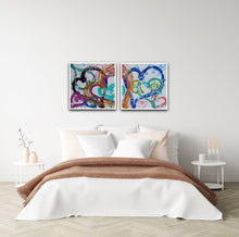 Load image into Gallery viewer, "SIDE BY SIDE" 24" × 24" DIPTYCH ORIGINAL MONA HELMY ART PAINTING