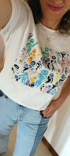 Load image into Gallery viewer, ABSTRACT ARTSY WHITE T-SHIRT BASED ON PEEPS, BY MONA HELMY ART