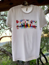 Load image into Gallery viewer, SAN ANTONIO SKYLINE ABSTRACT WHITE T-SHIRT, BASED ON MONA HELMY ART FIESTA SA
