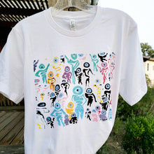 Load image into Gallery viewer, ABSTRACT ARTSY WHITE T-SHIRT BASED ON PEEPS, BY MONA HELMY ART