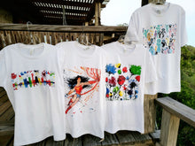 Load image into Gallery viewer, ABSTRACT ARTSY WHITE T-SHIRT BASED ON PEEPS, BY MONA HELMY ART