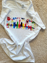 Load image into Gallery viewer, SAN ANTONIO SKYLINE ABSTRACT WHITE T-SHIRT, BASED ON MONA HELMY ART FIESTA SA