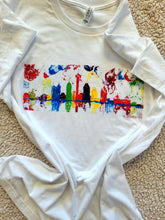 Load image into Gallery viewer, SAN ANTONIO SKYLINE ABSTRACT WHITE T-SHIRT, BASED ON MONA HELMY ART FIESTA SA
