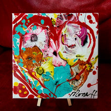 Load image into Gallery viewer, FOREVER FLOWERS 8" × 8" ORIGINAL MONA HELMY ART HEART PAINTING