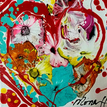 Load image into Gallery viewer, FOREVER FLOWERS 8" × 8" ORIGINAL MONA HELMY ART HEART PAINTING