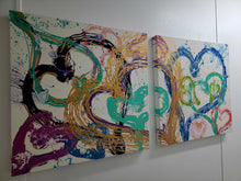 Load image into Gallery viewer, LOVEY DOVEY 24" × 24" DIPTYCH ORIGINAL MONA HELMY ART PAINTING