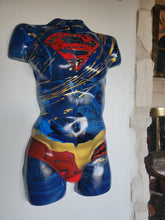 Load image into Gallery viewer, "UNBREAKABLE" 18" x 28" ORIGINAL ABSTRACT SUPERMAN PAINTING ON 3D THERMOFORMED BODYFORM MONA HELMY ART