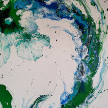 Load image into Gallery viewer, JELLY, THE SEA ANGLE ORIGINAL PAINTING Size: 40" X 30" Medium: Acrylic, GLOSS FINISH Body: 1.5" edge gallery canvas, covered back, hardware/wire installed ready to hang Year: 2022 Artist: Mona Helmy Inspiration: JELLY is a sea angel spreading joy and bubbly happy vibes Mona's Blossom Collection: Free spirited abstract Flowers.... Happy flowers, happy gardens, happy forms radiating happy feelings.