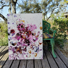 Load image into Gallery viewer, MIXED EMOTIONS, ORIGINAL PAINTING Size: 40" X 30" Medium: Acrylic, GLOSS FINISH Body: 1.5" edge gallery canvas, Year: 2022 Artist: Mona Helmy Inspiration: femininity meets royalty Mona's Blossom Collection: Free spirited abstract Flower art.... Happy flowers, happy gardens, happy forms radiating happy feelings.