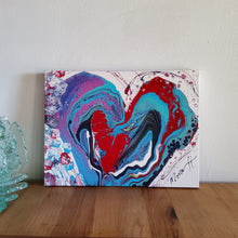 Load image into Gallery viewer, BIG HEART, ORIGINAL PAINTING Size: 24" X 18" Medium: Acrylic, Gloss finish Body: 1.5" edge gallery canvas Year: 2022 Artist: Mona Helmy Inspiration: Biggest heart I know Mona's Blossom Collection: Free spirited abstract Flower art.... Happy flowers, happy gardens, happy forms radiating happy feelings.