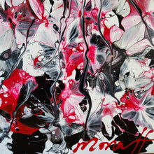 Load image into Gallery viewer, MARIPOSAS, ORIGINAL PAINTING Size: Triptych, 3 canvases each is 36" X 12" Medium: Acrylic, Gloss finish Body: 1.5" edge gallery canvas Year: 2022 Artist: Mona Helmy Inspiration: Belly Dancing Mona's Blossom Collection: Free spirited abstract Flower art.... Happy flowers, happy gardens, happy forms radiating happy feelings.