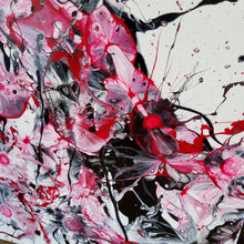 Load image into Gallery viewer, MARIPOSAS, ORIGINAL PAINTING Size: Triptych, 3 canvases each is 36" X 12" Medium: Acrylic, Gloss finish Body: 1.5" edge gallery canvas Year: 2022 Artist: Mona Helmy Inspiration: Belly Dancing Mona's Blossom Collection: Free spirited abstract Flower art.... Happy flowers, happy gardens, happy forms radiating happy feelings.
