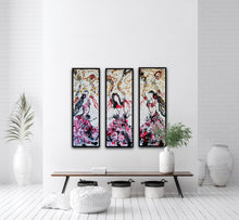 Load image into Gallery viewer, MARIPOSAS TRIPTYCH, 3 EACH 36&quot; x 12&quot; ORIGINAL PAINTING
