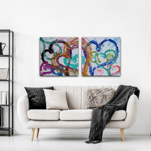Load image into Gallery viewer, "SIDE BY SIDE" 24" × 24" DIPTYCH ORIGINAL MONA HELMY ART PAINTING
