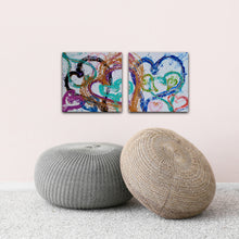 Load image into Gallery viewer, "SIDE BY SIDE" 24" × 24" DIPTYCH ORIGINAL MONA HELMY ART PAINTING
