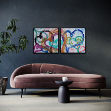 Load image into Gallery viewer, "SIDE BY SIDE" 24" × 24" DIPTYCH ORIGINAL MONA HELMY ART PAINTING
