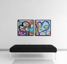 Load image into Gallery viewer, "SIDE BY SIDE" 24" × 24" DIPTYCH ORIGINAL MONA HELMY ART PAINTING
