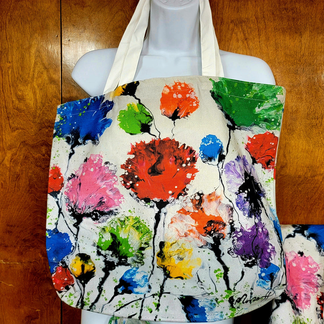 ABSTRACT FLOWER TOTE BACK BASED ON MONA HELMY ART 