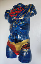 Load image into Gallery viewer, "UNBREAKABLE" 18" x 28" ORIGINAL ABSTRACT SUPERMAN PAINTING ON 3D THERMOFORMED BODYFORM MONA HELMY ART
