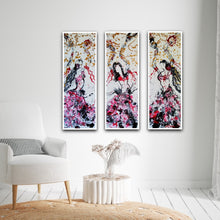 Load image into Gallery viewer, MARIPOSAS TRIPTYCH, 3 EACH 36&quot; x 12&quot; ORIGINAL PAINTING
