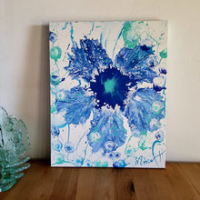Load image into Gallery viewer, PANDORA BLOOMS, ORIGINAL PAINTING  Size: 30&quot; X 24&quot;  Medium: Acrylic, Gloss finish  Body: 1.5&quot; edge gallery canvas   Year: 2022  Artist: Mona Helmy  Inspiration: The imaginary land of Pandora  Mona&#39;s Blossom Collection:  Free spirited abstract Flower art.... Happy flowers, happy gardens, happy forms radiating happy feelings.
