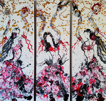 Load image into Gallery viewer, MARIPOSAS TRIPTYCH, 3 EACH 36&quot; x 12&quot; ORIGINAL PAINTING
