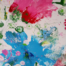 Load image into Gallery viewer, BONJOUR BONJOUR, ORIGINAL PAINTING  Size: 60&quot; X 48&quot;  Medium: Acrylic, Gloss finish  Body: 1.5&quot; edge gallery canvas  Year: 2022  Artist: Mona Helmy  Inspiration: morning bliss   Mona&#39;s Blossom Collection:  Free spirited abstract Flower art.... Happy flowers, happy gardens, happy forms radiating happy feelings.
