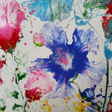 Load image into Gallery viewer, BONJOUR BONJOUR, ORIGINAL PAINTING  Size: 60&quot; X 48&quot;  Medium: Acrylic, Gloss finish  Body: 1.5&quot; edge gallery canvas  Year: 2022  Artist: Mona Helmy  Inspiration: morning bliss   Mona&#39;s Blossom Collection:  Free spirited abstract Flower art.... Happy flowers, happy gardens, happy forms radiating happy feelings.
